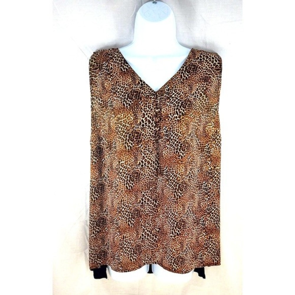 Worthington PXL Leopard Print Sleeveless Lightweight Layered Top
